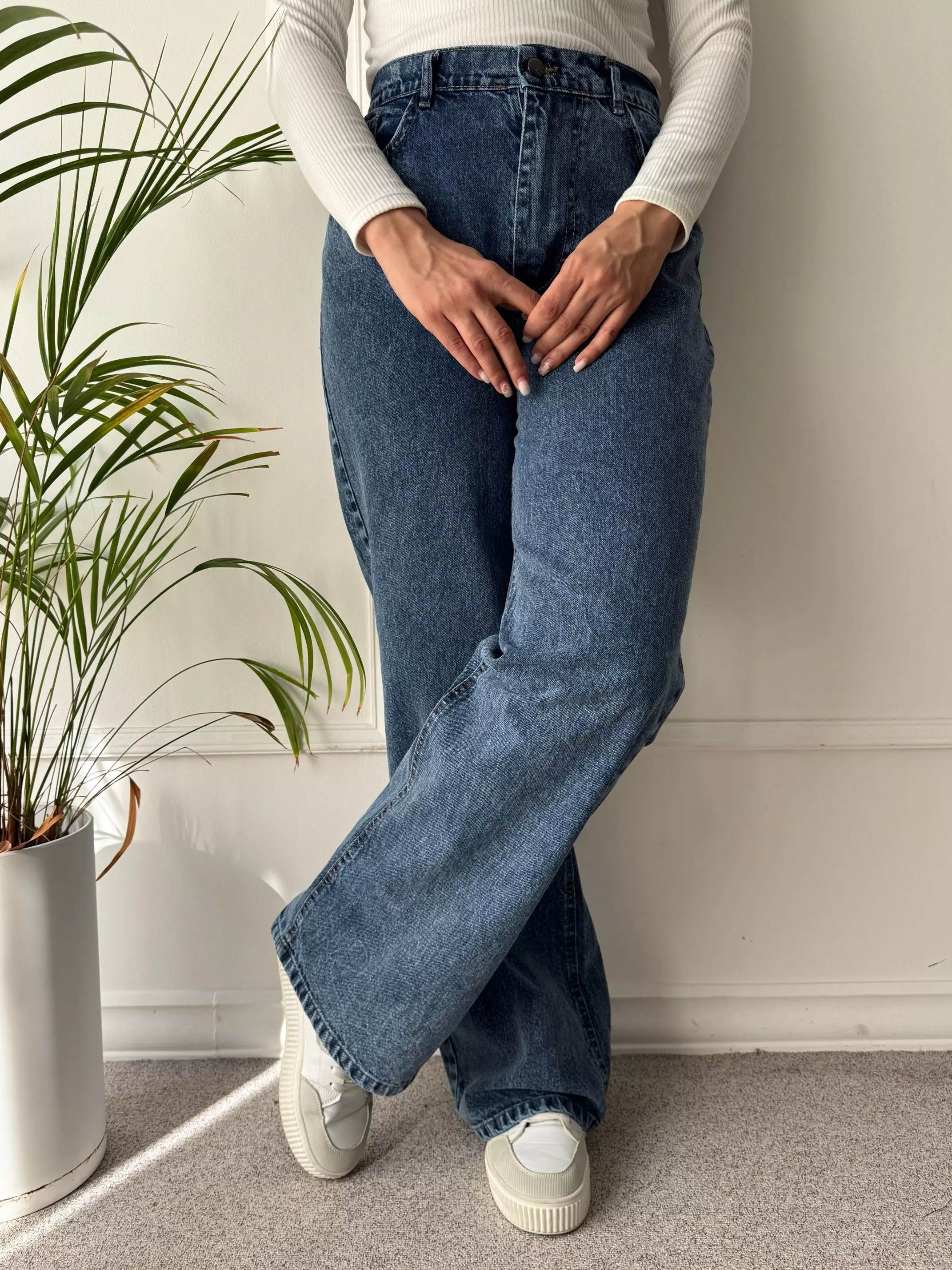 شلوار جین نیم بگ الگا